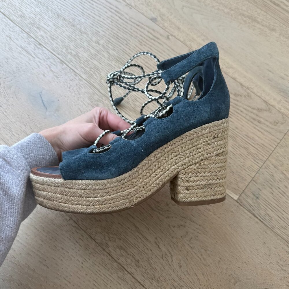 Tory Burch Positano Lace-up Platform Espadrille Size 8 - Picture 9 of 11